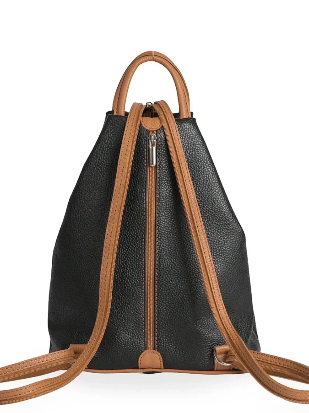 Vera Pelle Black Leather Sling Backpack Rucksack unisex